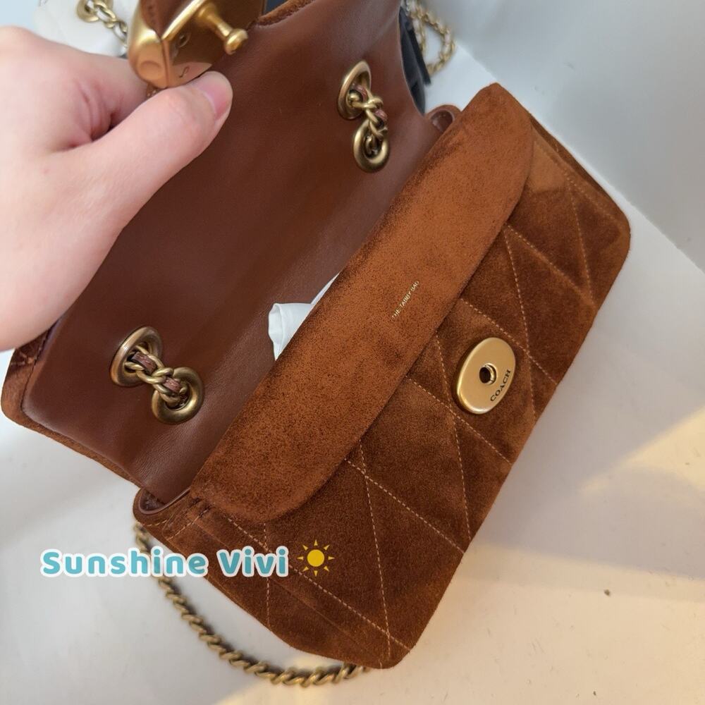 NWT Coach Tabby Shoulder Bag 20 With Quilting In Suede CCK48 B4/WARM BROWN - Picture 5 of 10